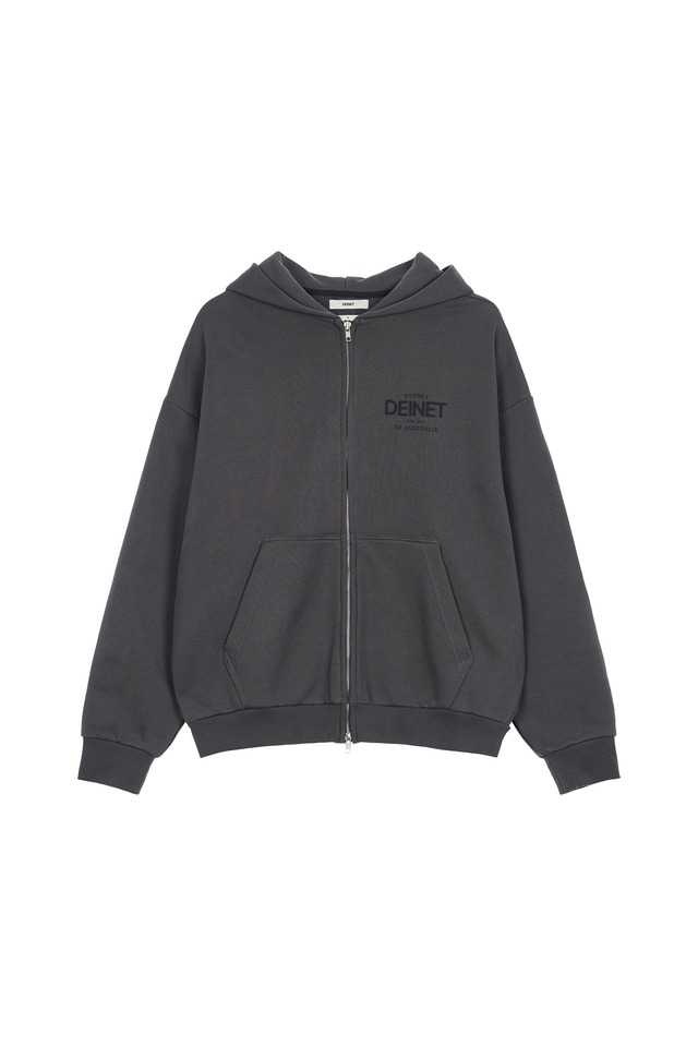 [DEINET] LOST IN SYDNEY ZIP-UP HOODIE IN CHARCOAL 正規品 韓国ブランド 韓国通販 韓国代行 韓国ファッション デイネット ダイニット 日本 店舗
