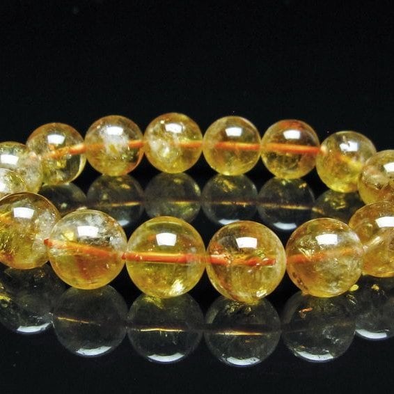 シトリン ブレスレット 虹入り 13mm シトリンクォーツ ブレス メール便可 一点物 111-50442