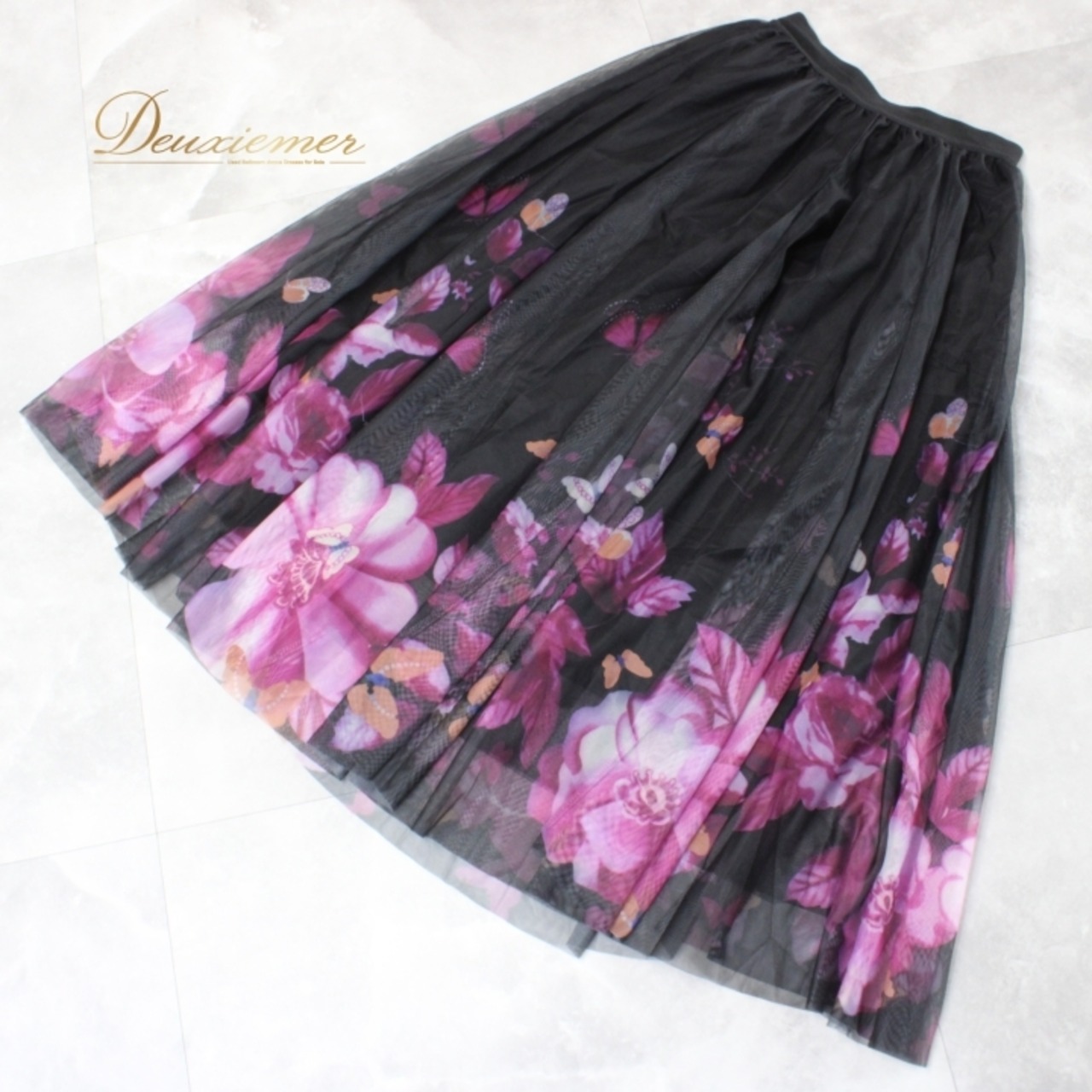 社交ダンス 衣装 スタンダード スカート レッスンウェア レディース 黒 花柄 練習着 パープル系 紫 レース 上品 シック 透け感 かわいい ブラック系 花 フラワー 綺麗 おしゃれ かわいい レッスン スカート ダンスウェア 練習用 ウエストゴム 伸縮性 ポリエステル スパンデックス お洒落 ショート丈 トレーニング用 プロフェッショナル フィット感 蝶 繊細 デザイン 中古