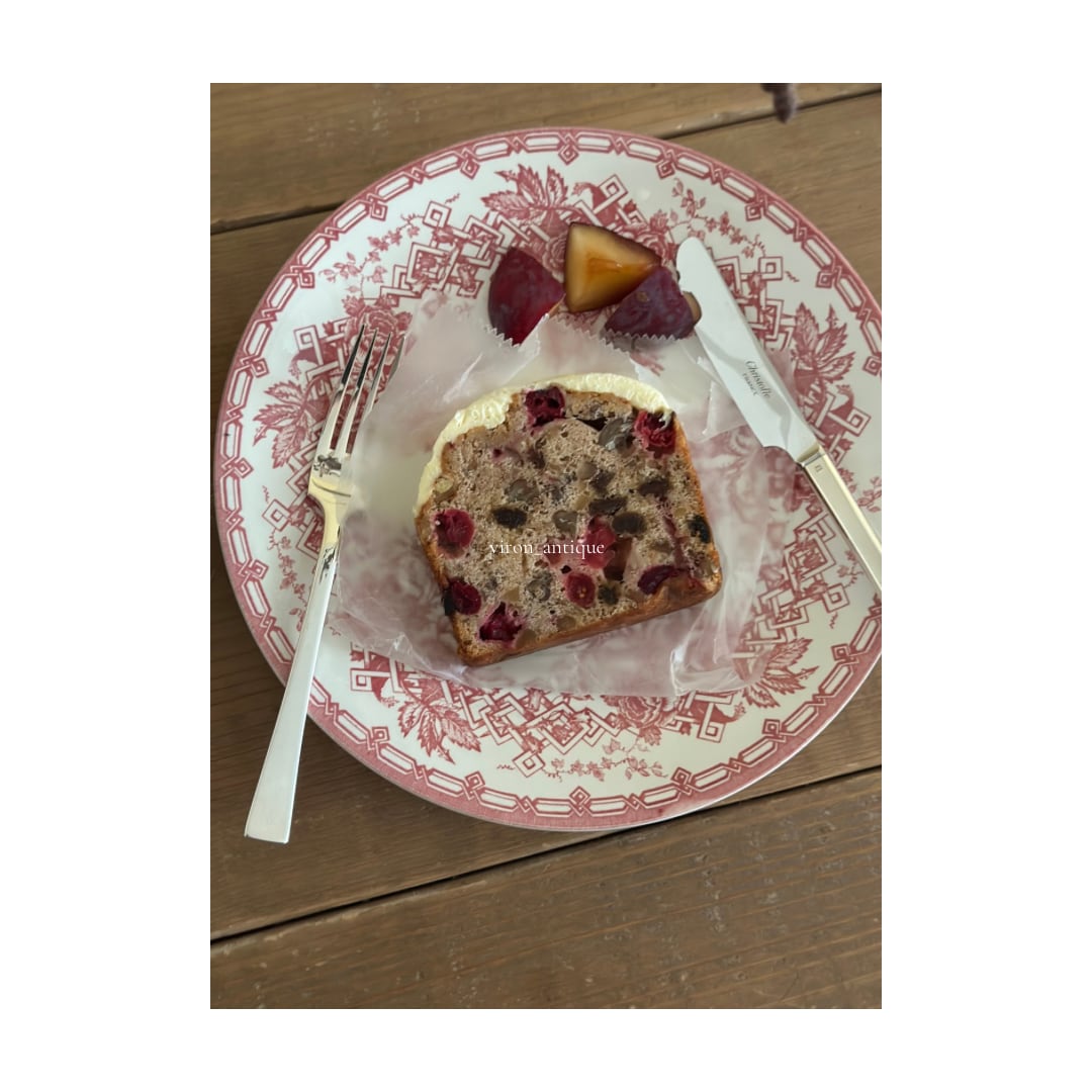 Sarreguemines サルグミンヌ / ルージュカラーのローズ柄プレート b