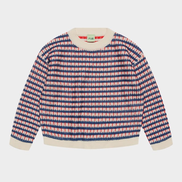 ＜FUB＞Baby&Kids マルチカラー セーター Multi Sweater  (Ecru / Deep Indigo / Classic Red)
