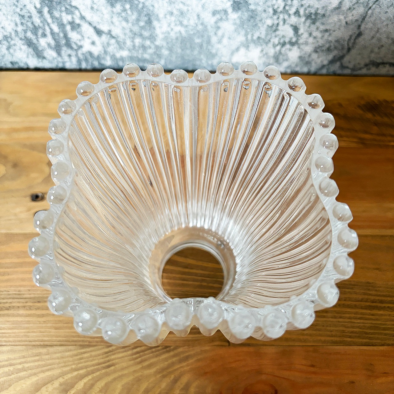 Vintage 1990 Crisa Glass Fiuted Shade Dead Stock 1990年製 クリザグラス社 プリズマティック グラスリブシェード 刻印入りデッドストック品