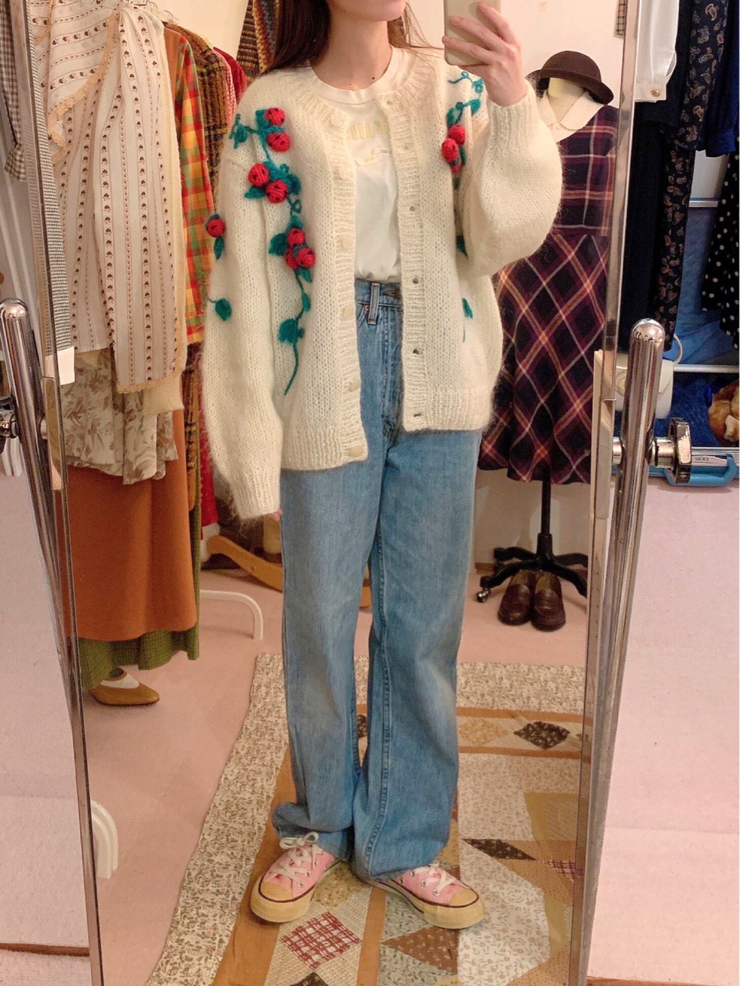 strawberry knit cardigan