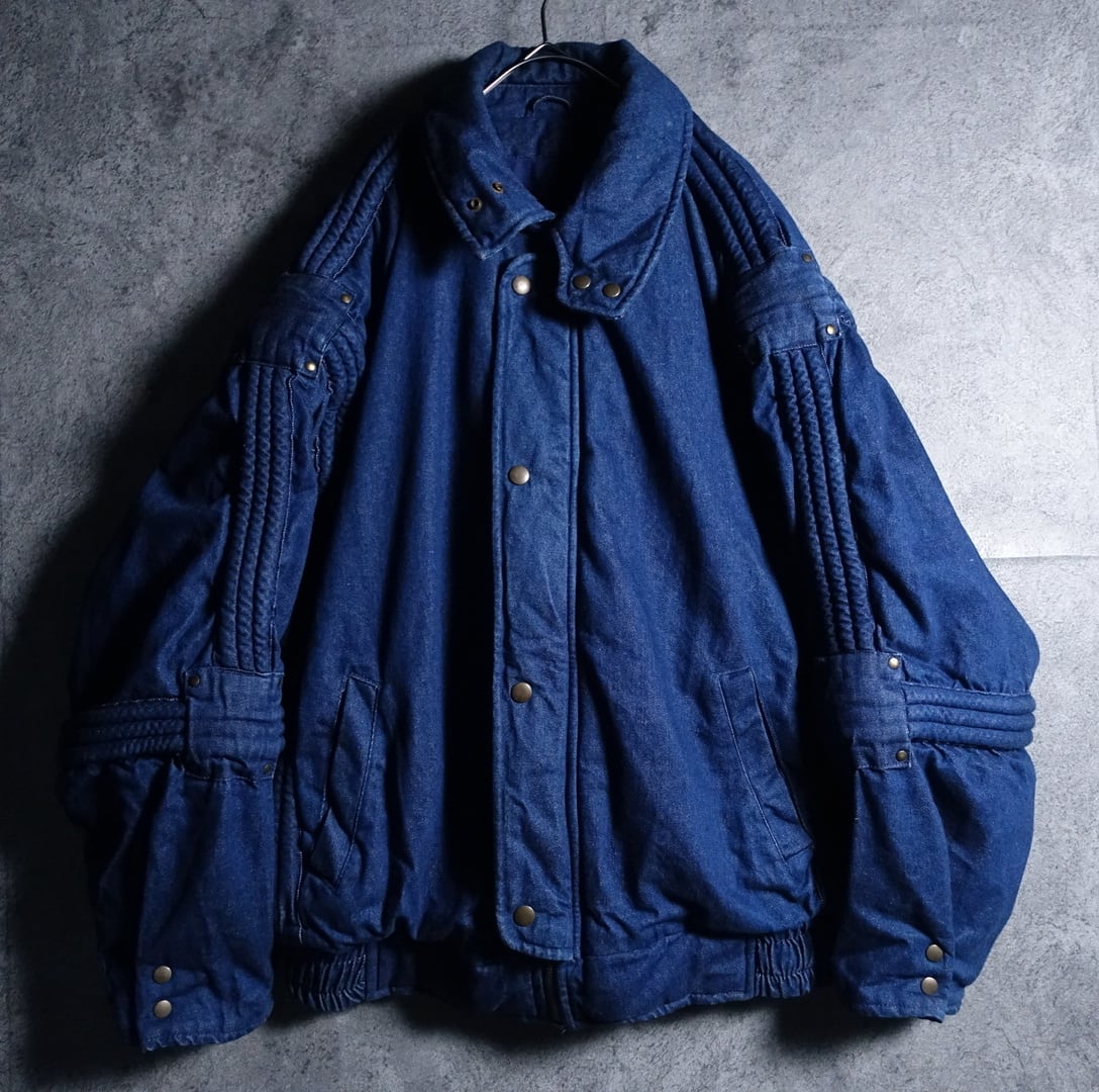 Studded Thick Ribbed Desgin Denim Blouson