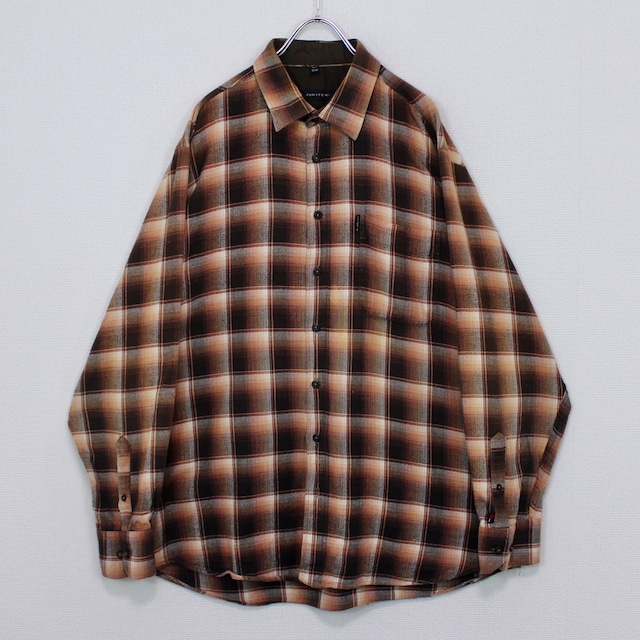 【Caka act2】Ombre Checkered Pattern Loose L/S Shirt