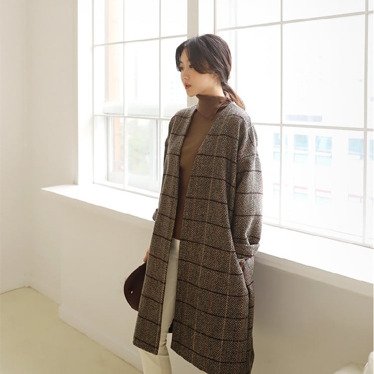 チェック ロングコート レディース グレンチェックコート 大きいサイズ