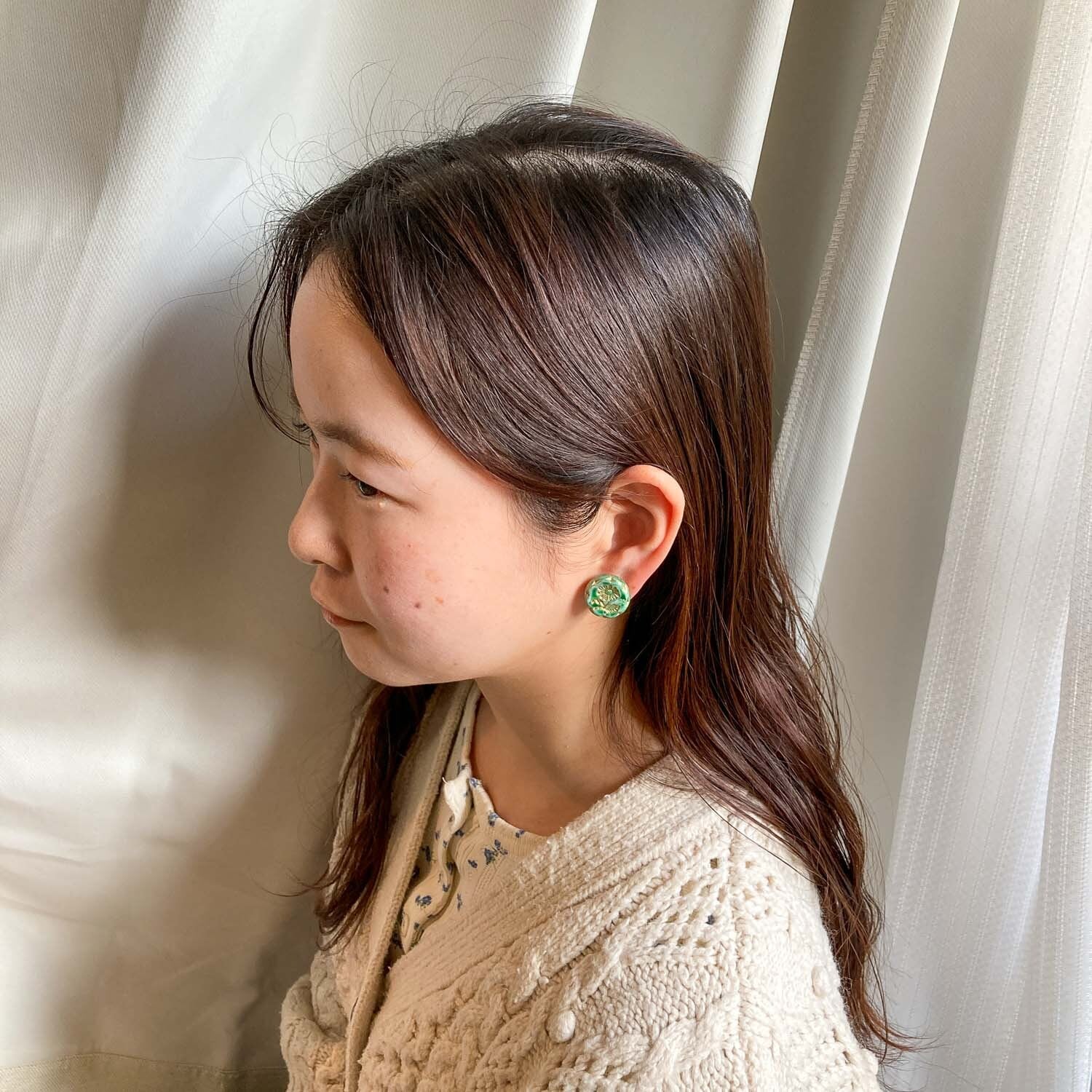 一輪の花模様チェコガラス〈ピアス/イヤリング〉 | Dua-アクセサリー