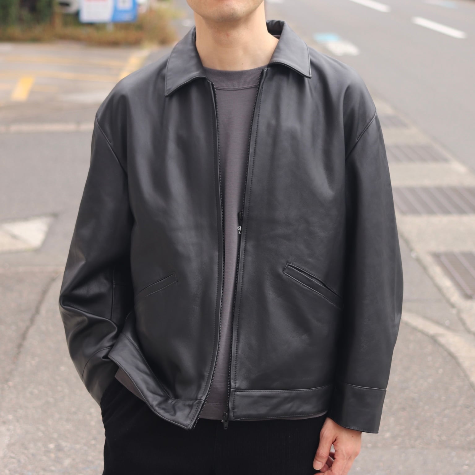 LAMOND(AWESOME LEATHER) leather zip short jacket レザージャケット