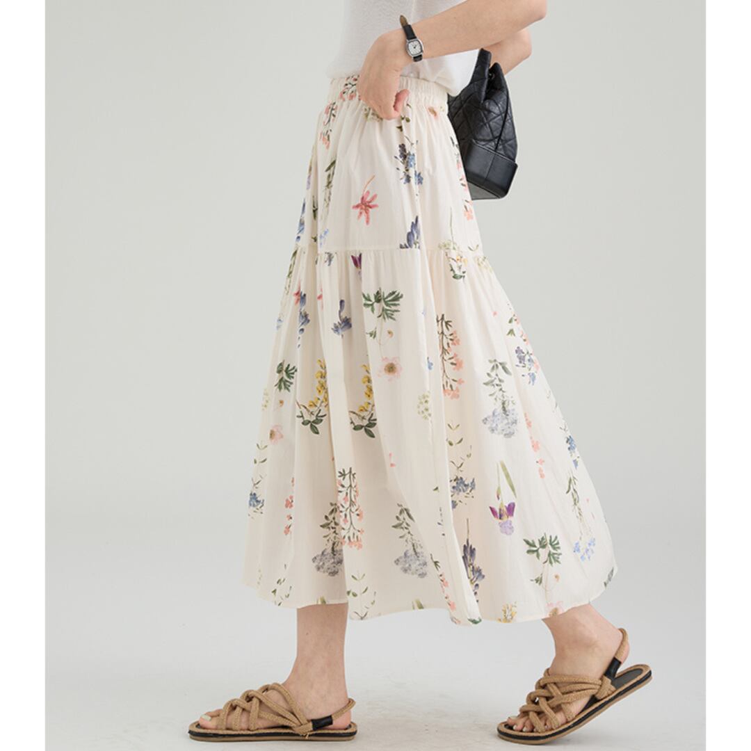 summer casual loose cotton a line skirt
