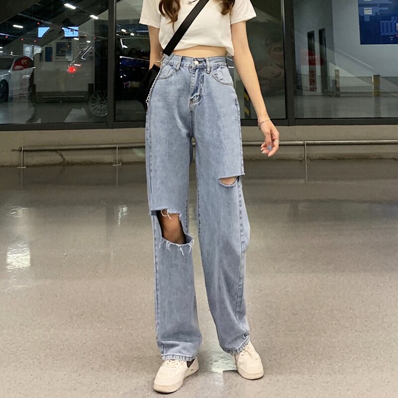 ジーンズ ルーズスプリングオータムサマーハイウェストウェストワイドレッグパンツ 春物 夏物 秋物 ワイドパンツ 試着室20292017413