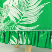 フラダンス 衣装 ワンピース ドレス グリーン系 ティアレ柄 花柄 植物柄 フリル ハワイアンプリント ハワイアン アロハ フラ ダンス レッスン 練習 ハワイアンダンス 緑 白 ホワイト系 フレアスカート ノースリーブ 華やか 鮮やか かわいい おしゃれ 上品 大人っぽい ダンス衣装 練習着 レッスンウェア
