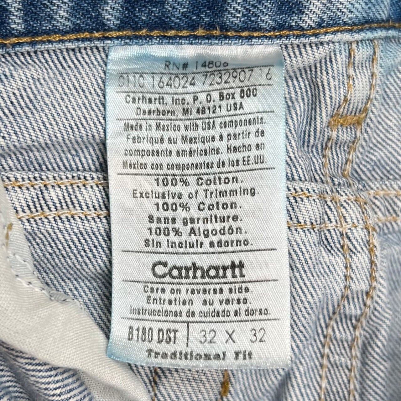 W32×L32】Carhartt デニムパンツ 革パッチ コットン100% | 古着屋OLDGREEN