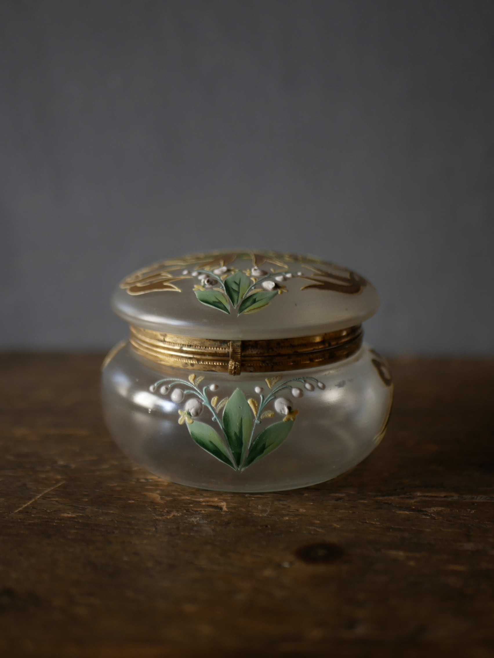 ボンボニエール 鈴蘭 ミュゲ すずらん リボン エマイユ フランスアンティーク アンティークのある生活