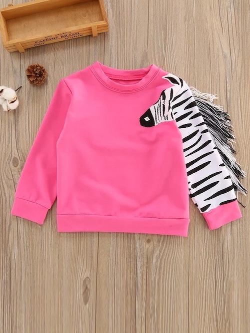 可愛い♡シマウマモチーフピンクトレーナー♪インポート キッズ 子ども 男女兼用