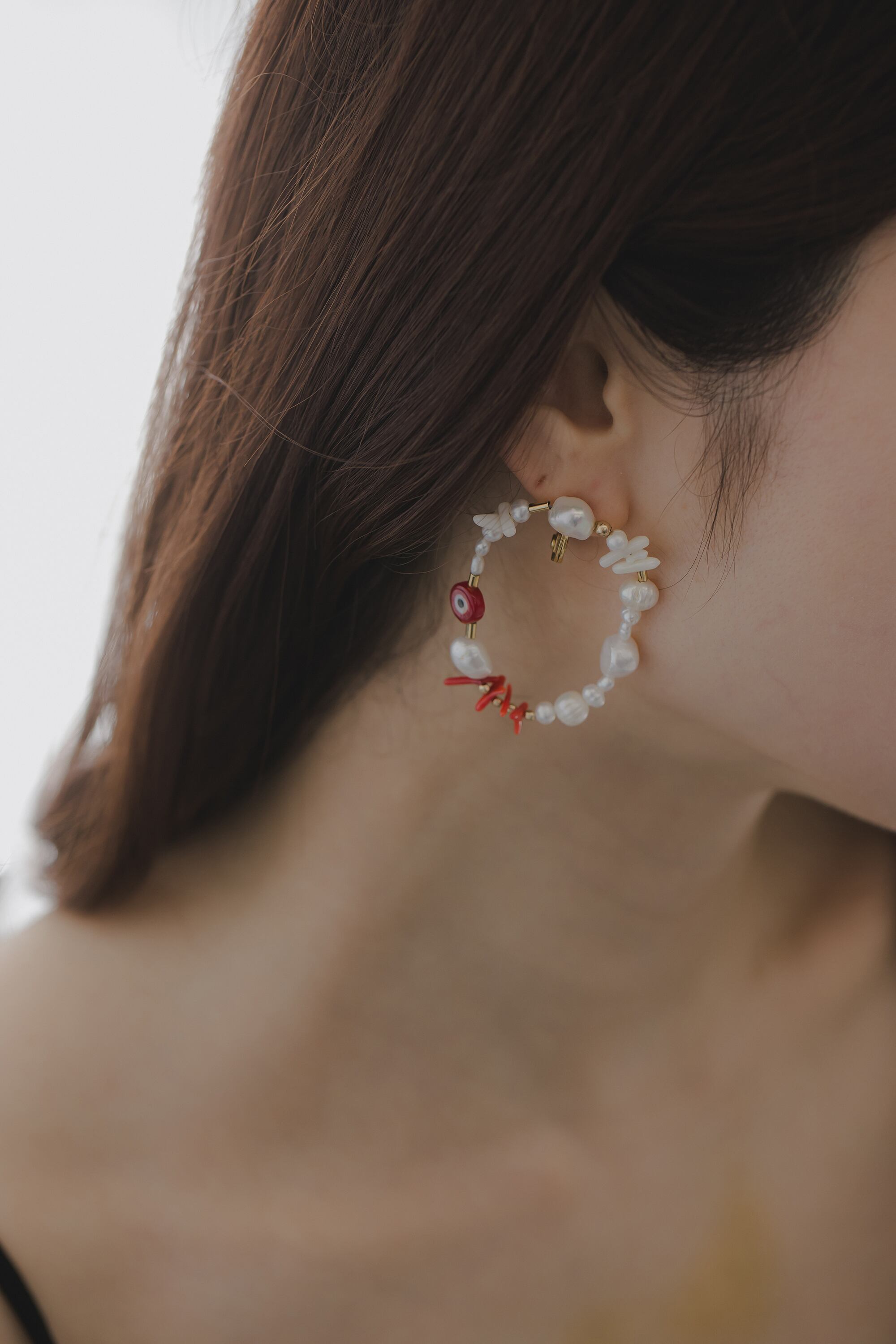 coral hoop earring/pierce | uiqut（ユイクト）