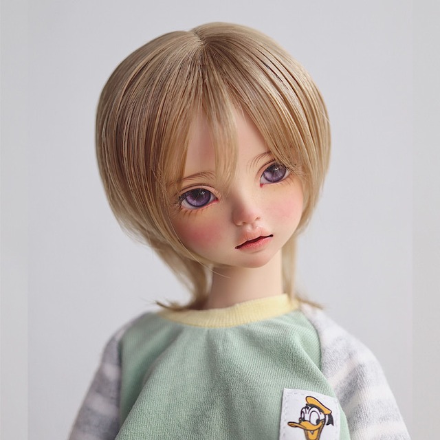 BJD人形用ウィッグ wig  ⭐️  ショートヘア ブラウン レッド スタイルある MSD/小顔SD/SDサイズ人形用kaka