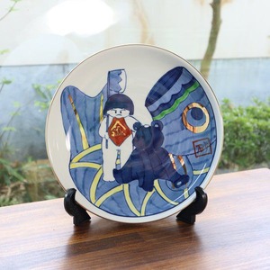 有田焼　金太郎(2)　渕金丸飾り皿　皿立付 20-094