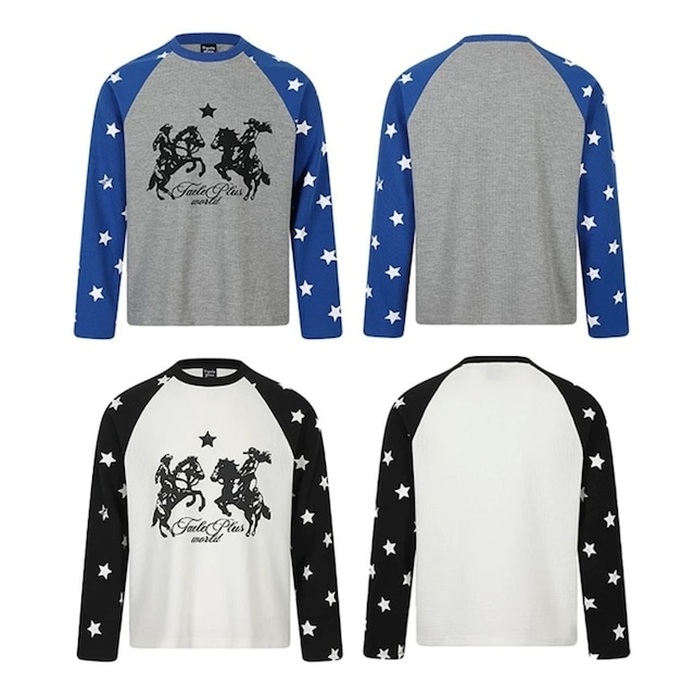 カウボーイグラフィックスターラグランワッフルTシャツ 2col R02544