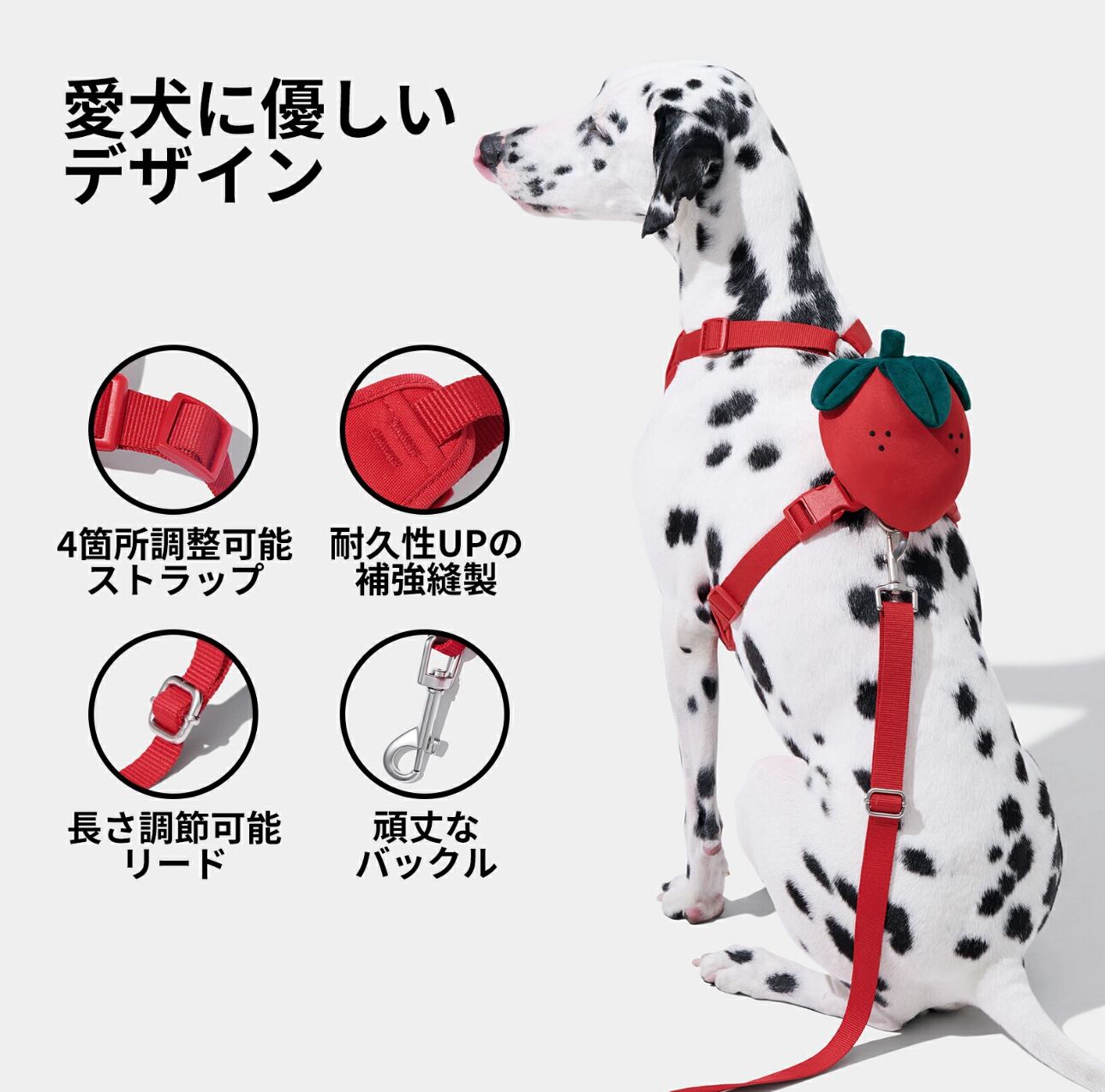 VETRESKA】いちごリュックハーネスリードセット | ペット用品