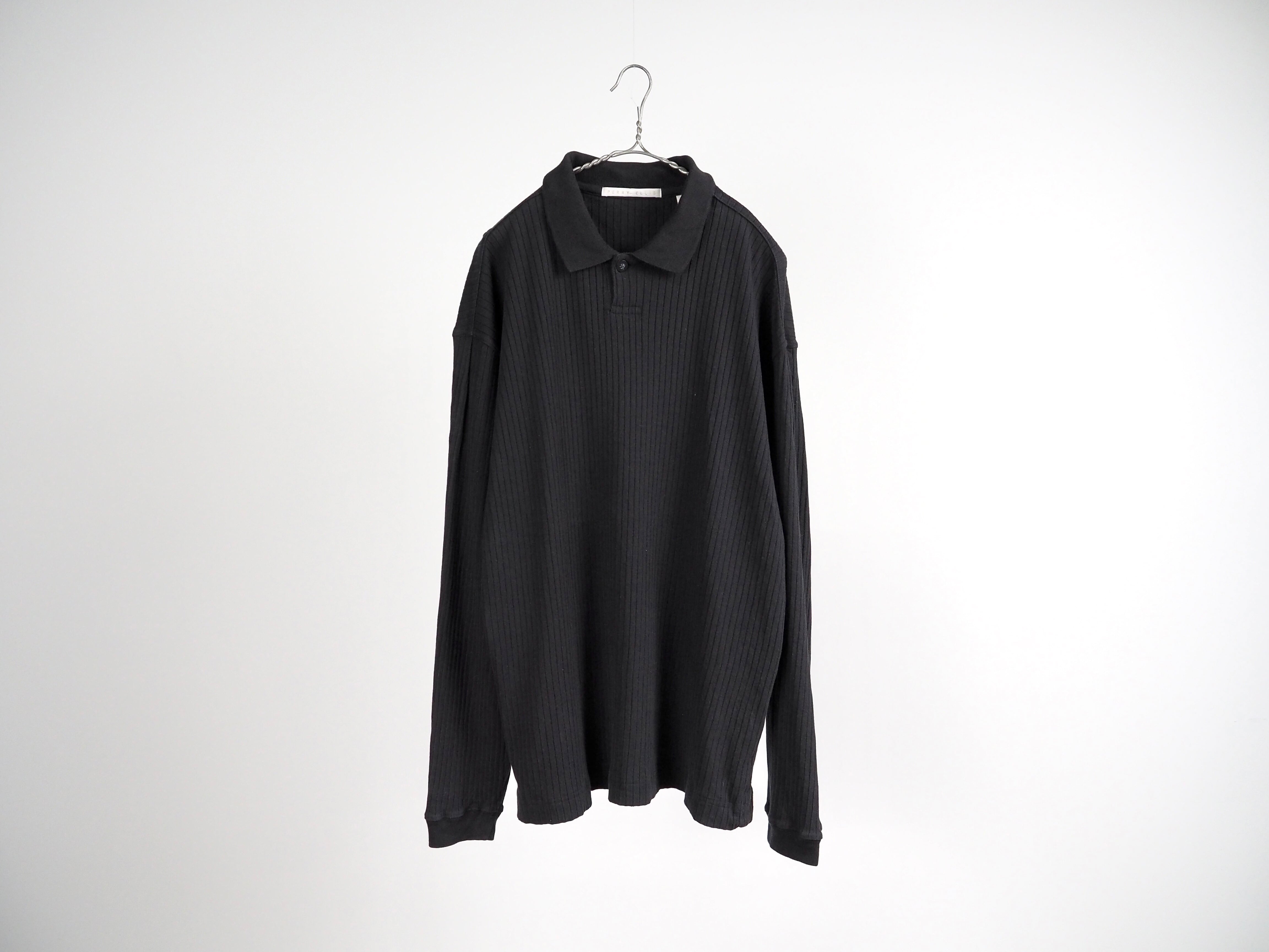 PERRY ELLIS long sleeve polo shirt L /black