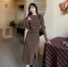 【大きいサイズM-4XL】【秋冬新作】ファッションワンピース♪ブラウン/ブラック2色展開◆#scfmhn-237067