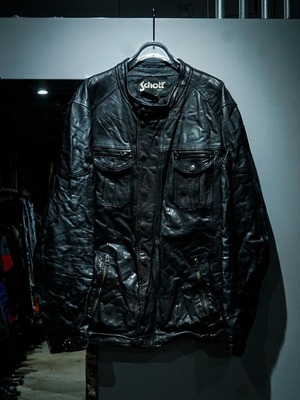 【add (C) vintage】"Schott" Various Biker Gimmck Vintage Loose Leather Jacket