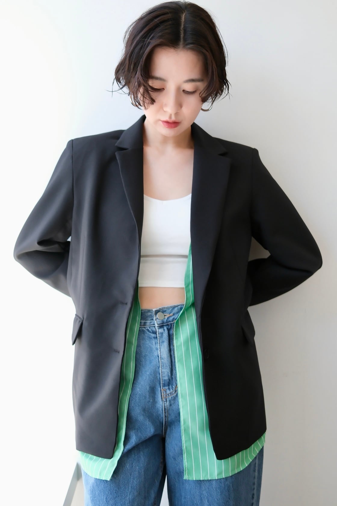 shirt docking jacket シャツドッキングジャケット Black x Green