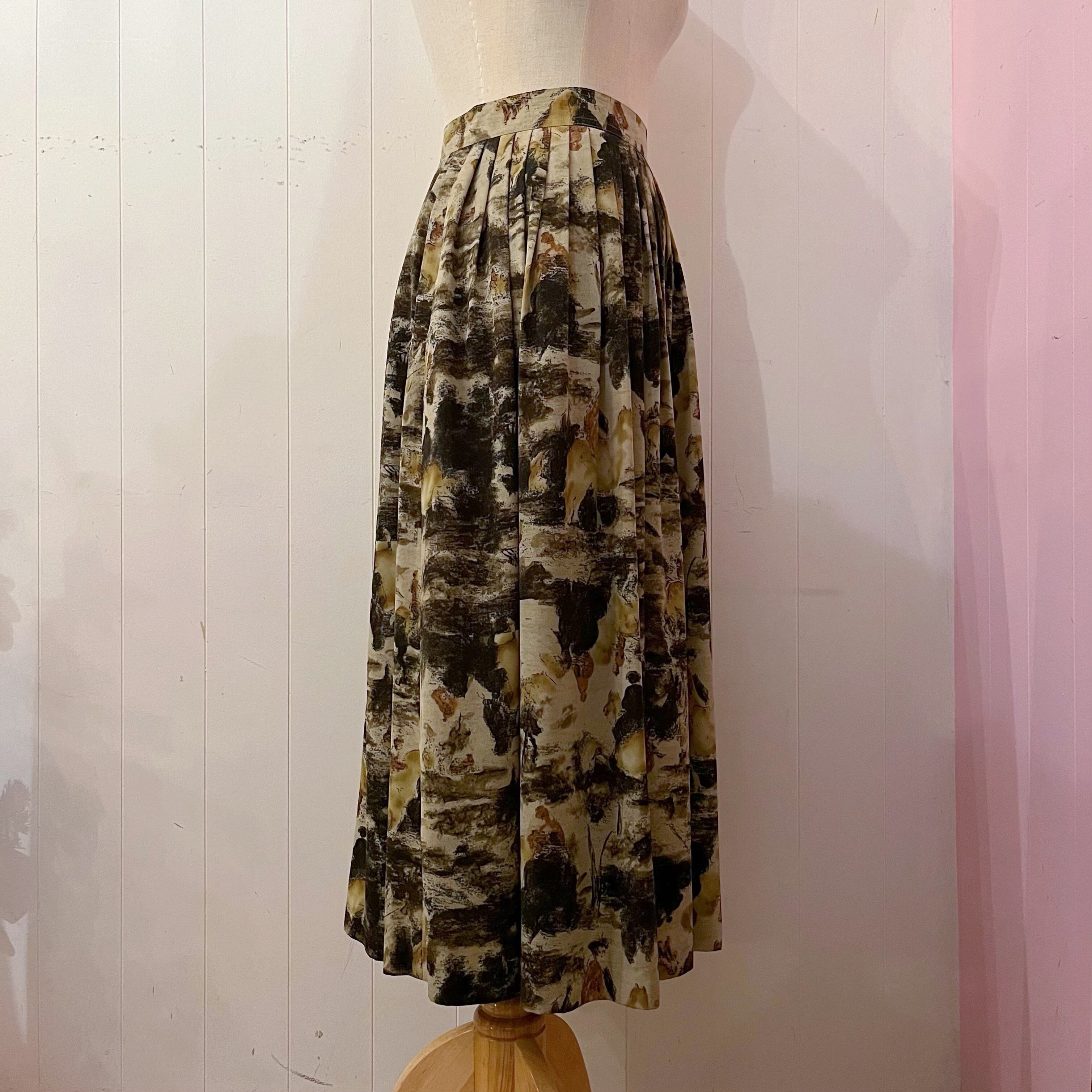 watercolour paint gather flare skirt