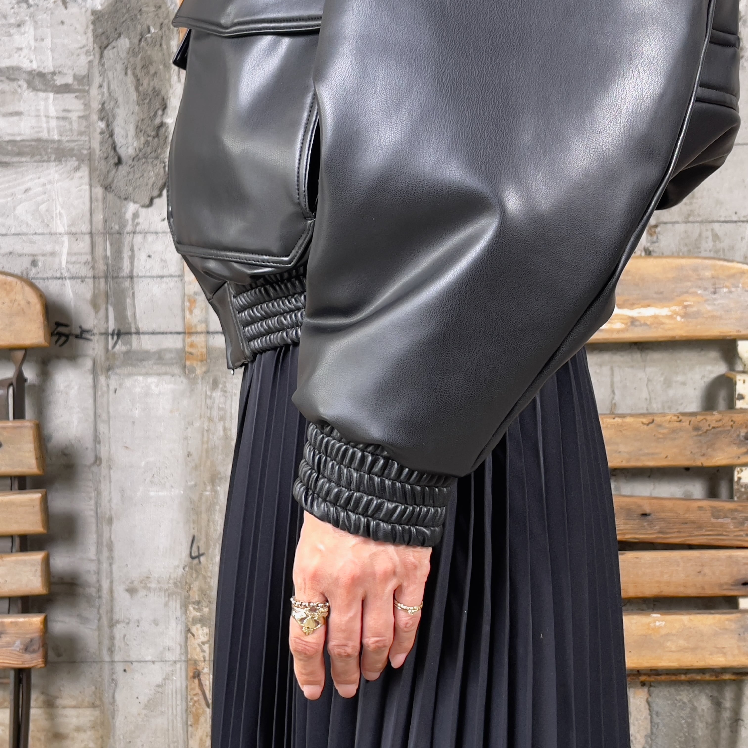 HYKE【ハイク】FAUX LEATHER JACKET (17459/BLACK) | glamour online HYKE【ハイク】FAUX LEATHER JACKET (17459/BLACK) | glamour online