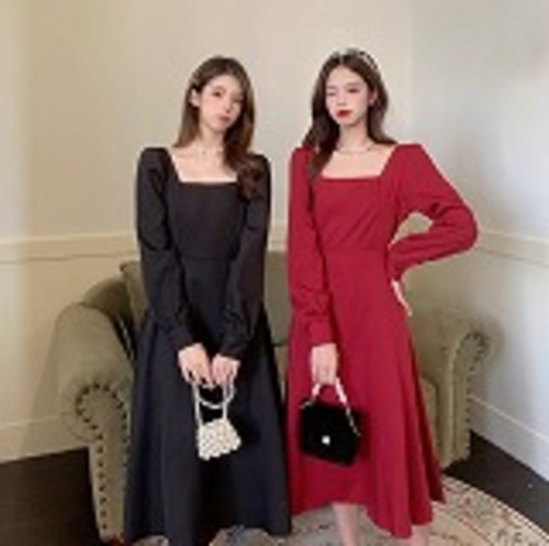 【大きいサイズS-5XL】【秋冬新作】ファッションワンピース♪ブラック/アカ2色展開◆#settc-260087