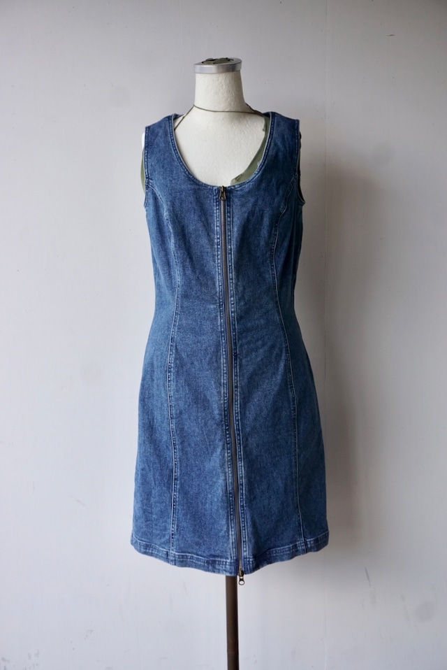 denim doublezip one-piece