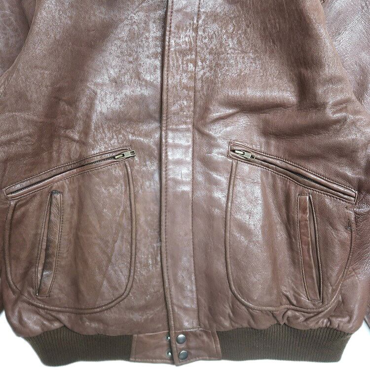 古着 90年代 GANT 本革 レザージャケット ブルゾン ブラウン 表記：44