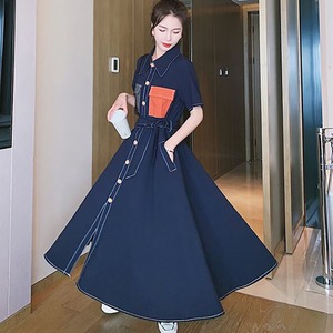 ステッチシャツワンピース ワンピース シャツワンピース ロング ロング丈 袖あり 半袖 襟付き フレア Aライン ウエストマーク ウエストリボン 前開き かわいい 大人可愛い きれいめ シンプル カジュアル おしゃれ お洒落 レトロ 大人可愛い 大人女子 こなれ感 ラフ ラブリー キュート ガーリー 個性的 主役級 存在感 無地 春 秋 10代 20代 30代 レディース 学生 通学 デート お出かけ 女子会 休日 着回し 普段使い 重ね着 韓国 韓国系 サイズ S M L XL 色 7535