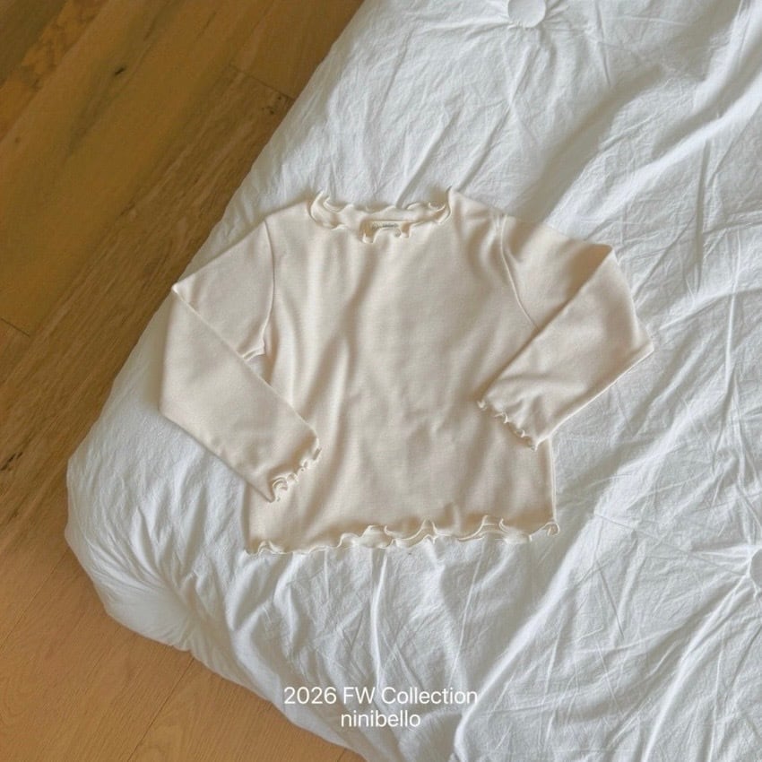 送料無料【予約】/ ソフトひらひらハーフネックTシャツ / ninibello