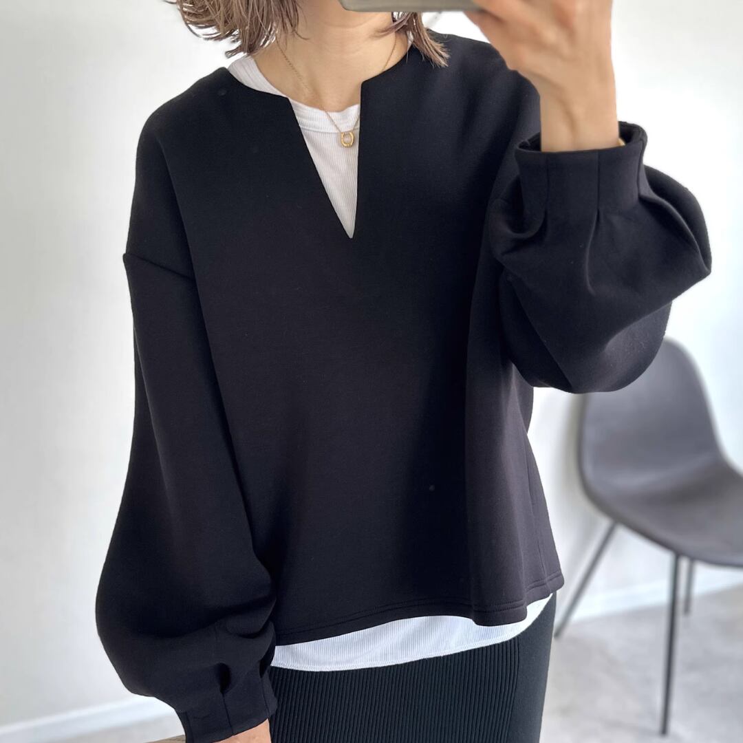 Vネック ボリューム スリーブ トップス 3412414
