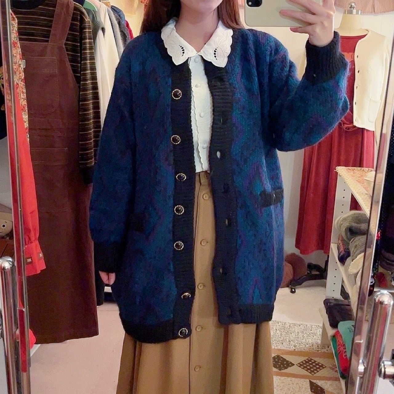 blue diamond liner knit cardigan