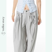 たゆたうシルエットに滲むレースの甘美トラウザーパンツ 《B0056》