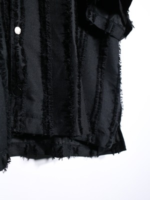 XXL fringe stripe open collar shirt