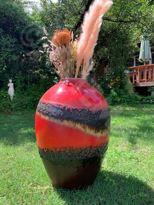 Bay Keramik社製 珍品 旧西ドイツの陶磁器 花瓶 フラワーベース 溶岩 ミッドセンチュリー Fat lava 骨董 ビンテージ ヴィンテージ アンティーク 1点物 odd-00008