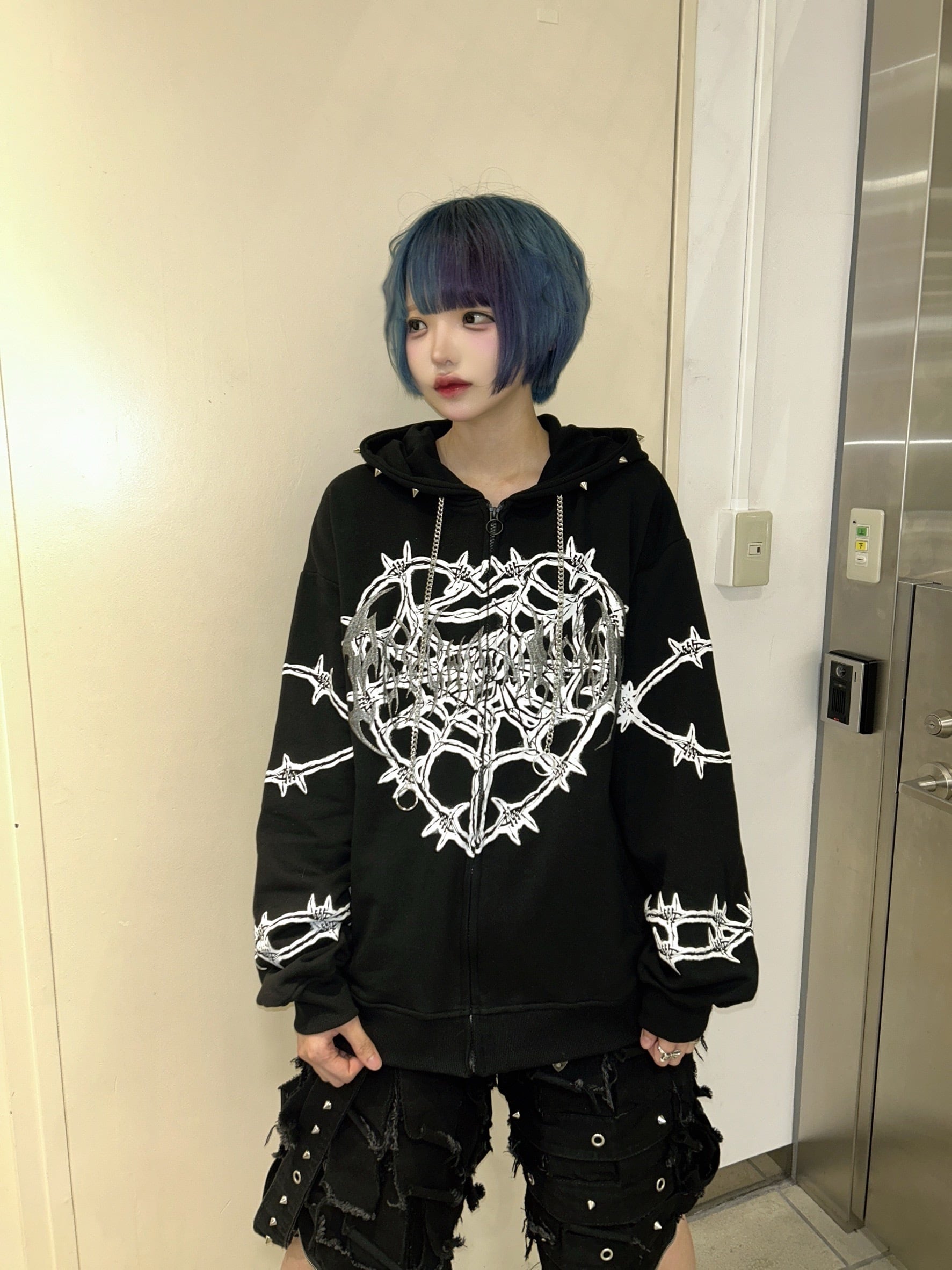 ハートスパイダーZIPパーカー サブカル 地雷 | 韓国系ユニセックス