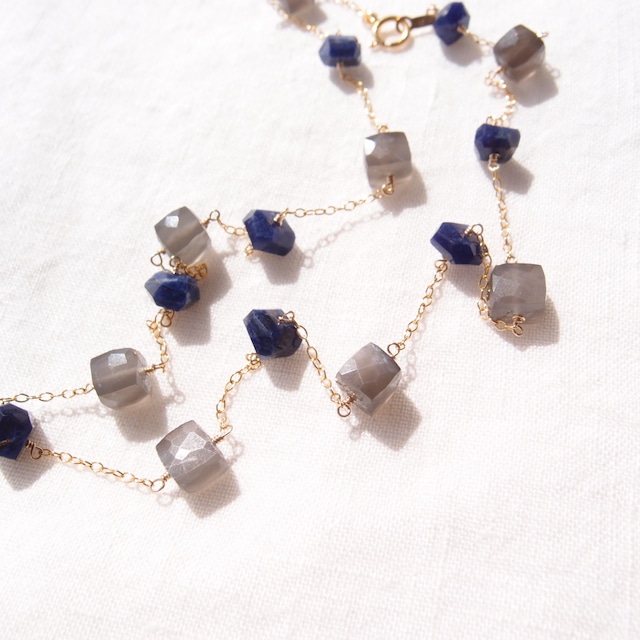 【K14gf】Sodalite × Gray Moonstone Necklace／ソーダライト×グレームーンストーン ネックレス