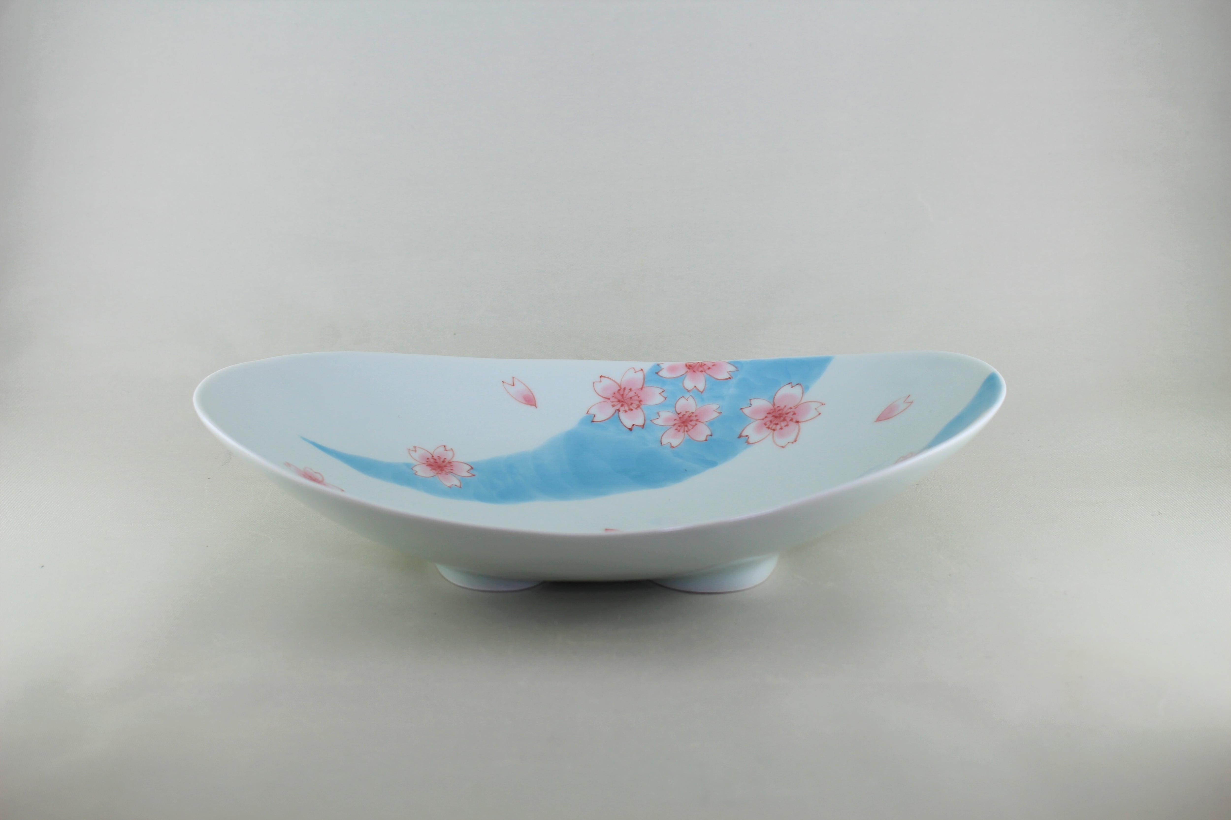 流水桜　楕円鉢（大）