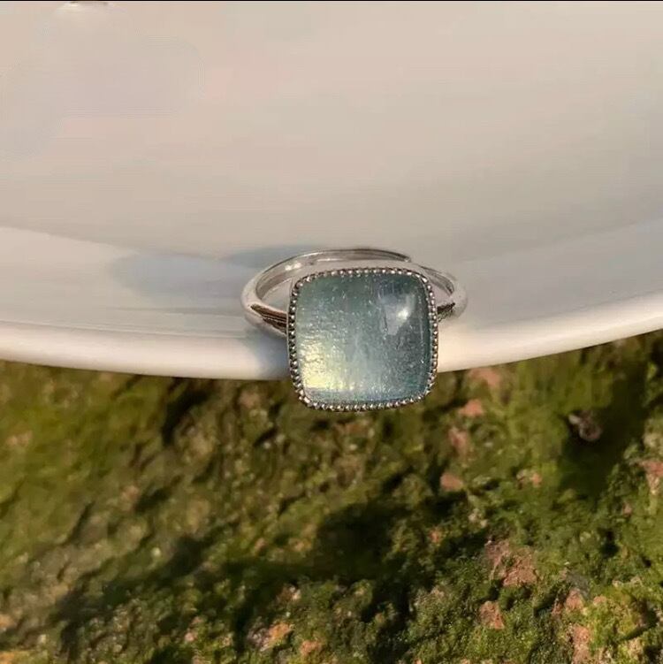 アクアマリン天然石の手作り指輪 R-222002