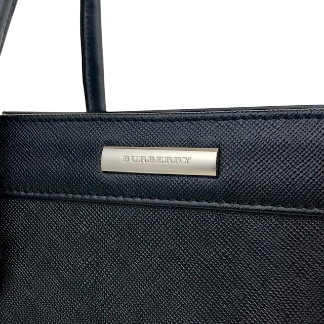 BURBERRY バーバリー ハンドバッグ ブラック ロゴ レザー vintage ヴィンテージ オールド yej8u5