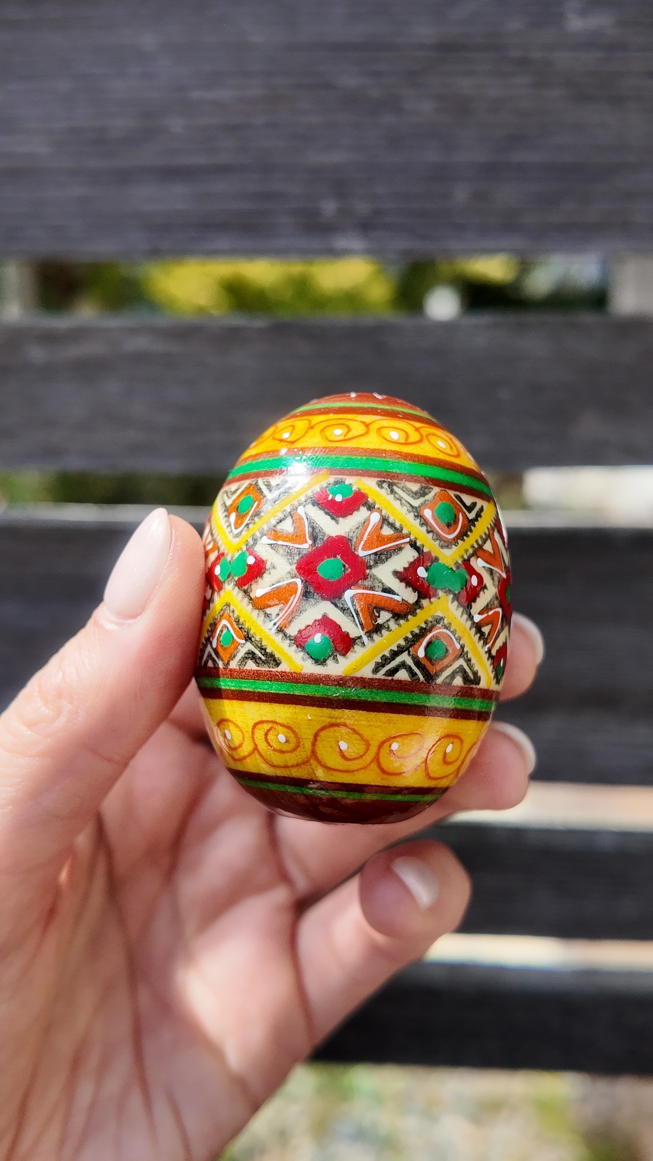 装飾用木製プィサンカ（イースターエッグ）with stand　コロミヤモデル - 3