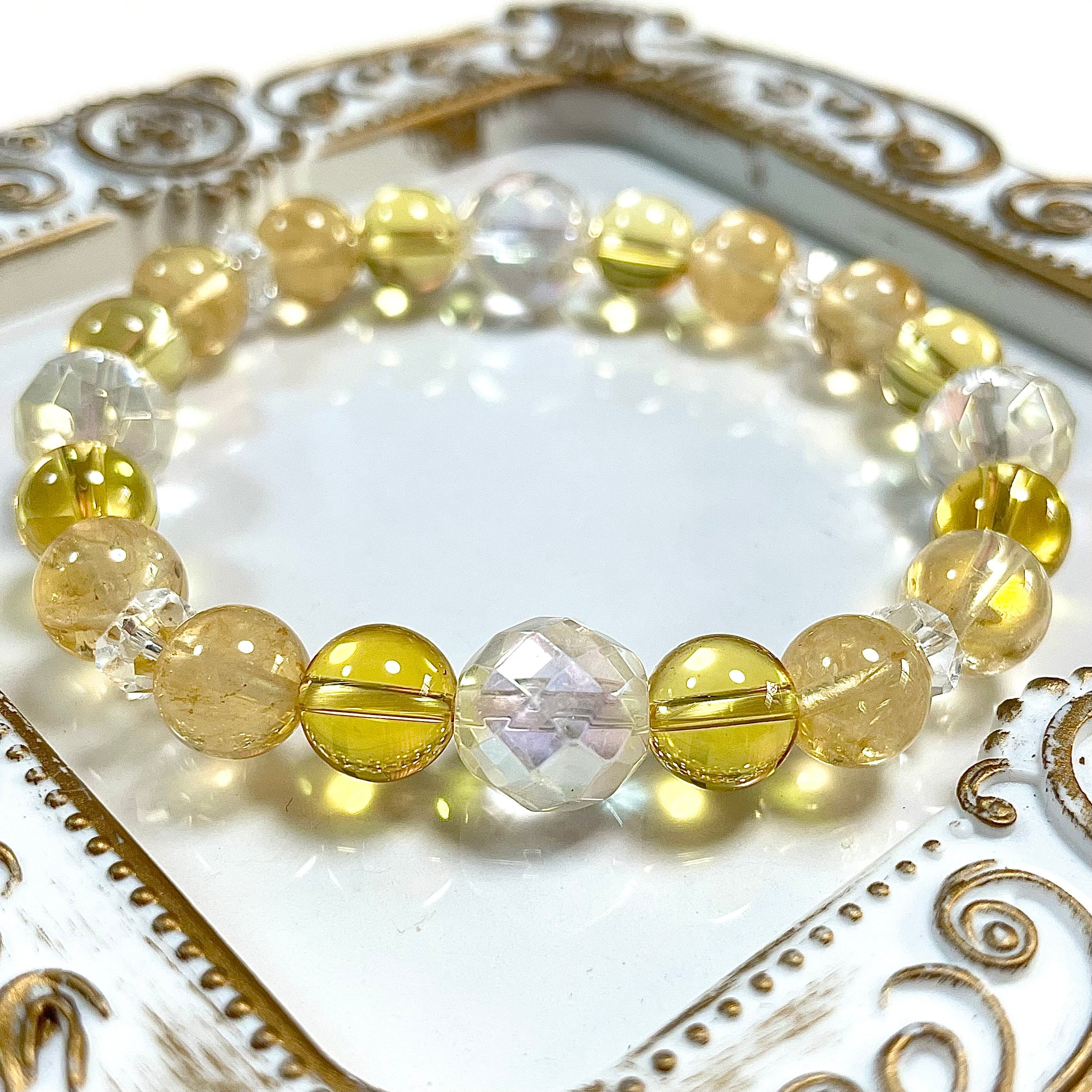 ヘアゴム  パワーストーン  サンストーン×スモーキークォーツ×クラック水晶 ヘアゴム パワーストーン サンストーン×スモーキークォーツ×クラック水晶