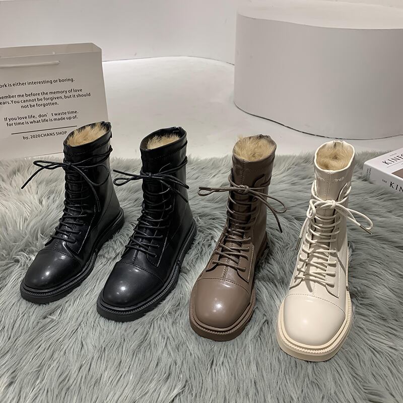 ブーツウィンターソリッド カラーレッド レース 靴 シューズ 冬物 レースアップ ソリッドカラー フェイクシューズ5373474255