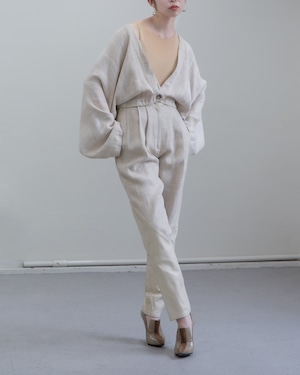 1980s DALI MELAMÉ - linen × leather trousers