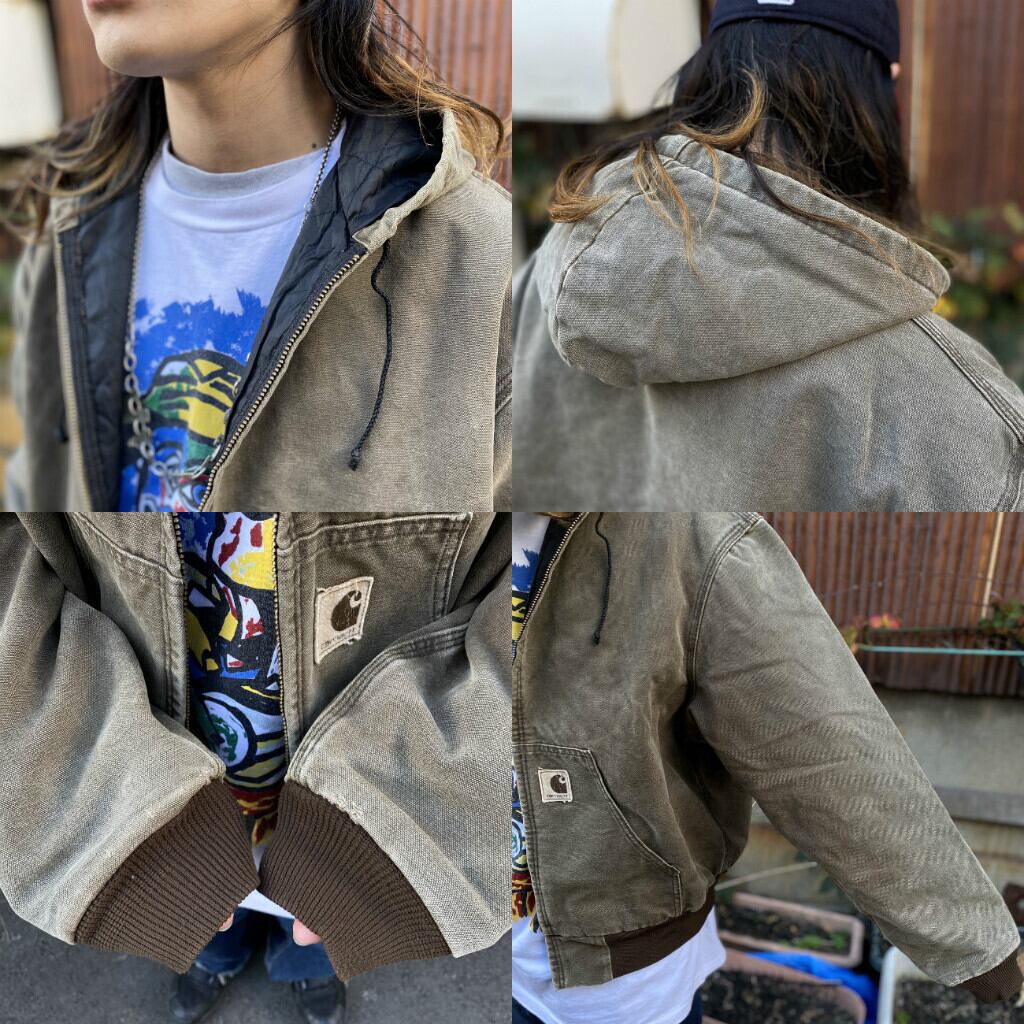 CarharttアクティブジャケットXL ペイント carhartt USA製 アクティブジャケット 黒 XL ペンキ ダック地