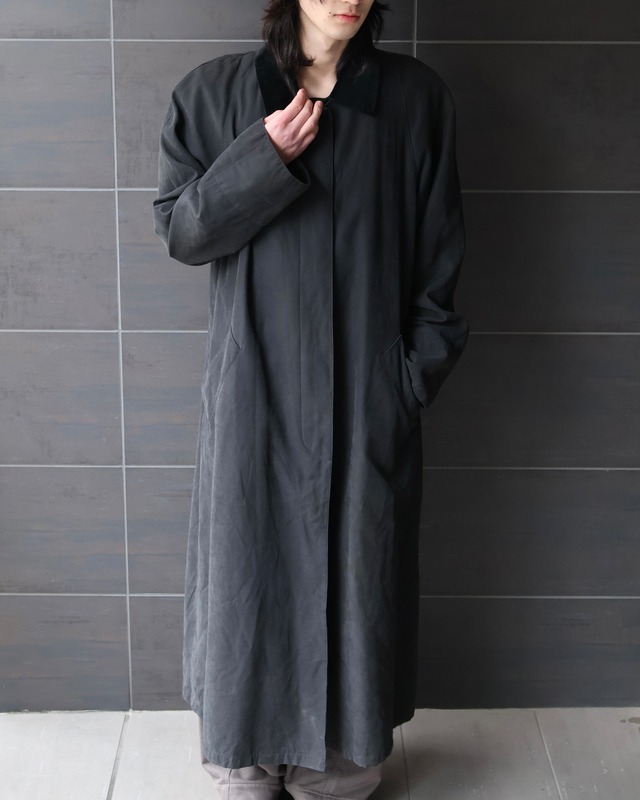 super long fly front collar coat
